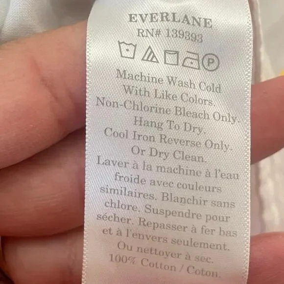 Everlane Tiered Blue White Eyelet Puff Sleeve Oversized Midi Dress Size XS - Picture 8 of 9